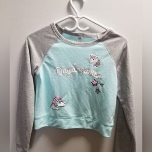 Daydreamer Unicorn Kids Shirt - Light Blue and Gray